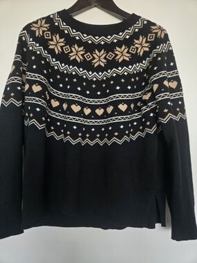 BEACH RIOT Elizabeth Sweater Mystic Fairisle Knit Black Beige